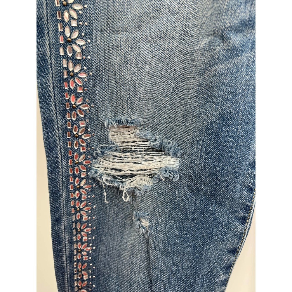 Abercrombie & Fitch Y2k Rhinestone Embellished Distressed Skinny Jean Sz 30/10 - Picture 5 of 10